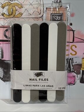 Glam Gadgets Black White Gray Nail Files - 12 Pack NEW